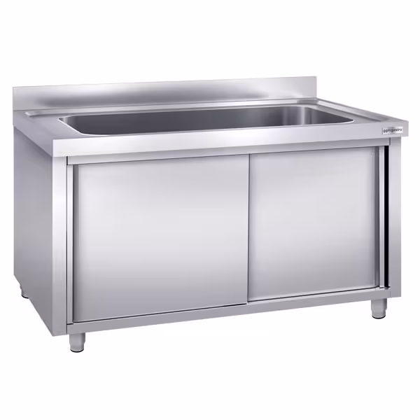 Mueble fregadero para ollas de acero Inox. - 2,0 m - 1 fregadero L 180 x B 40 x T 35 cm