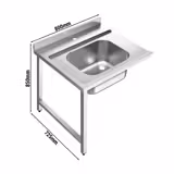 Pass Through Dishwasher Inlet Table - 800mm - Mounted left - with 1 bowl - for DSHI1080WD