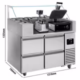 Commercial Refrigerated Prep Table  - 4 Drawers - 1210 mm - for 9× GN 1/6 - Contact grill & Hamburger Press
