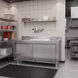 Mesa armario inox PREMIUM - 1600x700mm - con estante intermedio & con peto