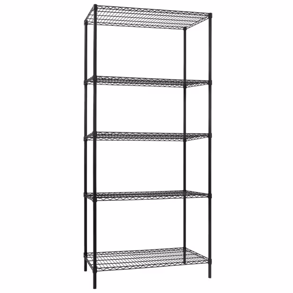 Steel Wire Shelving Unit - 900x450mm - 5 shelves - Black