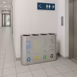 Sistema de reciclagem para armário - 4 compartimentos de 35L cada - 1080x800x300mm - Aço inoxidável