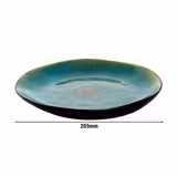 (6 stuks) LOTUS - bord - vlak - rond - steengoed - Ø205mm - zwart/turkoois