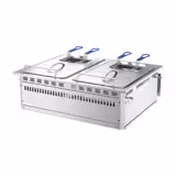 Commercial Countertop Electric Twin Tank Fryer - 13+13 litres - 24kW - Manual - with drain tap