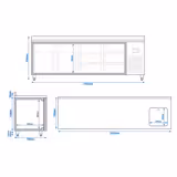 Kylbänk PREMIUM PLUS - 2452x700 mm - 630 l - med 1 ho - med 2 dörrar - med 6 lådor - Fläktkyla - R290 - med bakkant