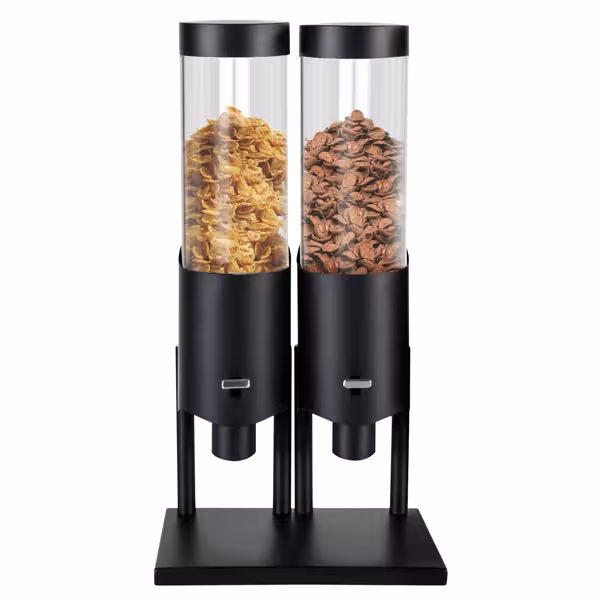Graandispenser - dubbel - doseerwiel - 2 kunststofcontainers - 2x3,6L - rvs standaard - Zwart