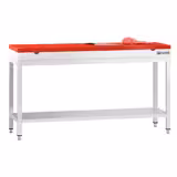 Stół roboczy centralny ze stali nierdzewnej PREMIUM - 1800x700mm - z półką - z deską do krojenia Czerwony