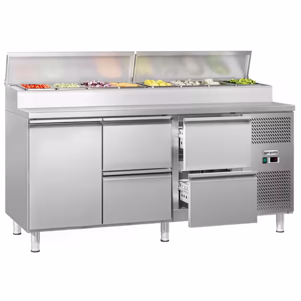 Pizza Hazırlık Buzdolabı ECO - 1795x700mm - 1 Kapı + 4 Çekmece - 8 x GN 1/3