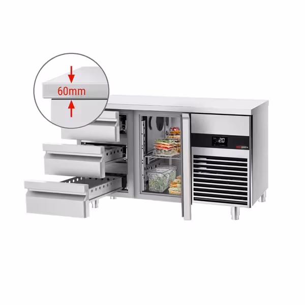 Masa rece PREMIUM - 1,4 x 0,7 m - cu 1 ușă și 3 sertare 1/3