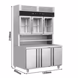 Serve Over Counter - 1350x800mm - double glazing - with 3 glass doors (upper) & 3 doors (lower) - capacity 520 litres