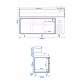 Pizzawerkbank PREMIUM PLUS - 1980x700mm - met granieten werkblad - met 6 laden - incl. opzetkoelvitrine - 9x GN 1/4