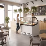 Ice Cream Serve Over Counter | THEO - 1300mm - Ventilated cooling - with LED lighting - for 6 x 5 litres Napoli pans - White