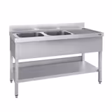 Yıkama Tezgahı ECO - 1600x700mm - Alt raflı & 2 sol evyeli