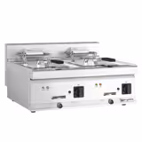 Dubbele elektrische friteuse - 10+10 liter - 18 kW - mechanische bediening - met aftapkraan
