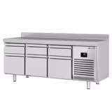 Tavolo refrigerato PREMIUM PLUS - 1960x600mm - Ventilata - 385 L - con 6 cassetti - Alzatina