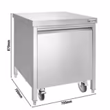 Poubelle - Carénée, avec roll-container - 50L - 700x870x700mm - avec bac intérieur amovible, ouverture d’insertion, fermeture douce - Acier inoxydable