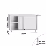 Acero inoxidable Mesa central ECO <ECO Flex> - 1200x700mm - con puertas correderas & con estante intermedio