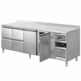 Tavolo refrigerato ECO - 2230x700mm - Ventilata - 533 L - con 2 porte battenti - con 4 cassetti - Alzatina