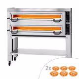 Four à pizza électrique Power – 6+6 x 34 cm – Digital – incl. hotte, support inférieur et roulettes