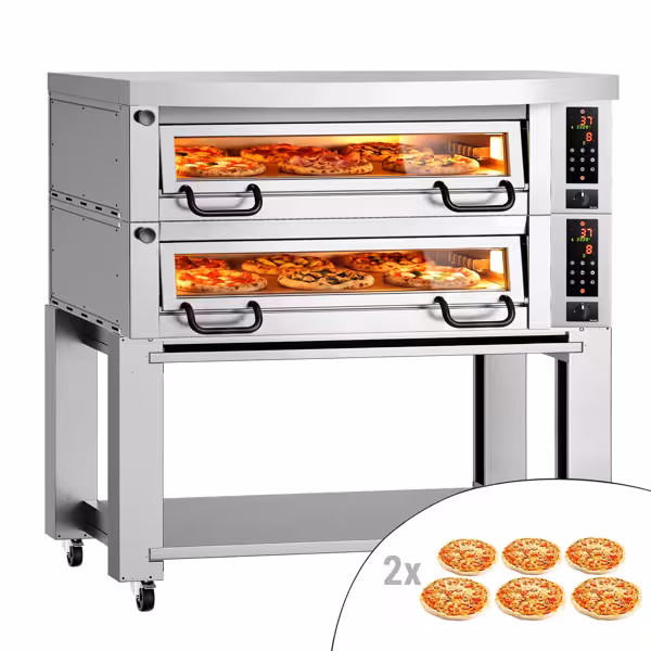Elektro Pizzaofen Power - 6+6x 34cm - Digital - inkl. Haube, Untergestell & Rollen