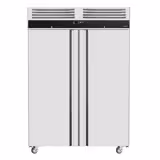Upright Fridge Stainless steel ECO - 1180L - with 2 doors - On castors - Lockable