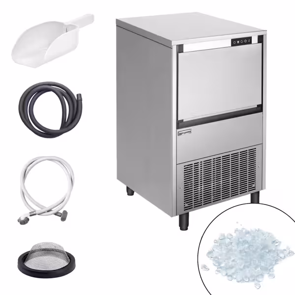 Triturador de gelo PROFISSIONAL de bancada - 3.9kg/h - 470W - Aço inoxidável - com depósito de 20kg