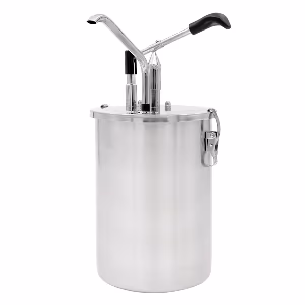 Dosificador de salsa - 10 litros - acero inoxidable - 225x480mm - dosificación regulable - con recipiente