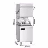 Lave-vaisselle à capot - Manuel - 6,52 kW - avec pompe à détergent- & à produit de rinçage        
