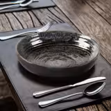 (6 pcs) METALLIC | Deep Plate - Stoneware - Ø220mm - Silver
