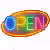 Světelný nápis LED - OPEN - stmívatelné - oranžová - barevná - 420x250 mm