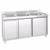 Meuble plonge PREMIUM - 1400x600mm - avec poubelle intégrée et 2 bacs