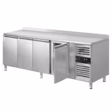 Kylbänk ECO - 2230x700 mm - 553 l - med bakkant - Fläktkyla - GN 1/1 - med 4 dörrar