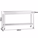 PREMIUM stainless steel workbench - 1800x700mm - with base shelf & castors