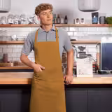 (6 pieces) KARLOWSKY | Basic Chef Bib Apron with Pocket – Mustard - 750×900 mm - 2-Section Pocket