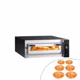 Commercial Electric Pizza Oven, 1 Deck – 6× Ø35 cm - 400°C - Digital Soft-Touch - Fibreglass - Chamotte deck - 15 cm clearance