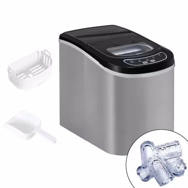 Ice cube machine - hollow cylinder - 12 kg/24 h - silver