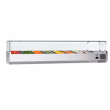 Commercial Countertop Refrigerated GN Topping Rail ECO – 8x GN 1/3 (2/3 compatible) - 1800×395 mm - Square Glass Top