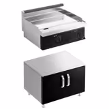 Plancha électrique - plaque chromée dure - 2 zones - 8,0 kW - Lisse - Surface de cuisson : 795x535mm - incl. soubassement avec 2 portes