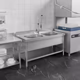 Spültisch ECO - 1400x600mm - mit Grundboden - mit 2 Becken mittig