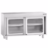 Edelstahl Arbeitsschrank PREMIUM - 1200x700mm - mit Glasschiebetür