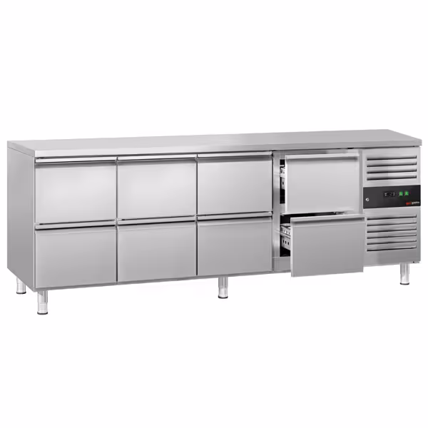 Koelwerkbank ECO - 2230x700mm - met 8 lades