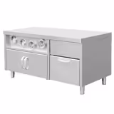 Tavolo armadiato da lavoro per distributore di succo con distributori di bicchieri monouso e vasca per ghiaccio - Acciaio inox AISI 304 - 1500x800mm