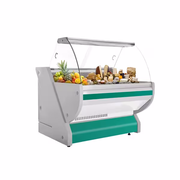 Banco gastronomia professionale / Banco Macelleria  - 990x1150mm - Statica - 570 L - Vetro curvo - Colore Verde