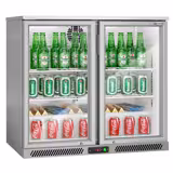 Réfrigérateur de bar – 900 mm – 220 litres – avec 2 portes vitrées battantes – Gris