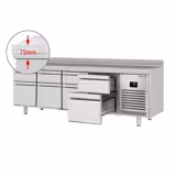 Koelwerkbank PREMIUM PLUS - 2452x700mm - met 8 lades - opstand
