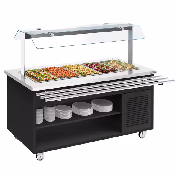 Carrinho para buffet frio DANZIG - 1900mm - para 5x GN 1/1 - com corrediça para tabuleiro - preto