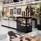 Vitrine Refrigerada Panorâmica - 570L - 1210mm - Vidro duplo - com 2 prateleiras - porta traseira de correr - para pastelaria/bolos - Preto