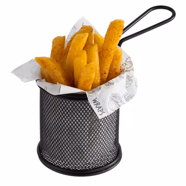 (6 stuks) Frietmandje SNACKHOLDER - RVS - met 1 handgreep - 90x90x85mm - zwart
