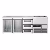 Direct Draw Beer Dispenser / Kegerator PREMIUM - 2500x700mm - Double Glass Doors & 3 Drawers