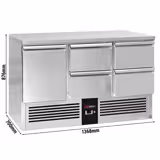 Koelwerkbank PREMIUM - 1368x700mm - met 1 deur - met 4 lades